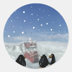 Sticker Rond Dormir avec l'autocollant des pingouins