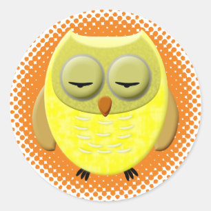 Sticker Rond Dormir Dessin de Chouette Bébé
