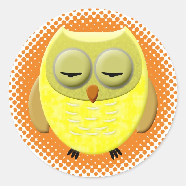 Sticker Rond Dormir Dessin de Chouette Bébé (Devant)