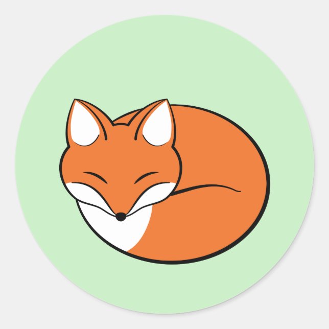 Sticker Rond Dormir le Fox de dessin sur vert (Devant)