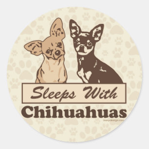 Sticker Rond Dors Avec Chihuahuas