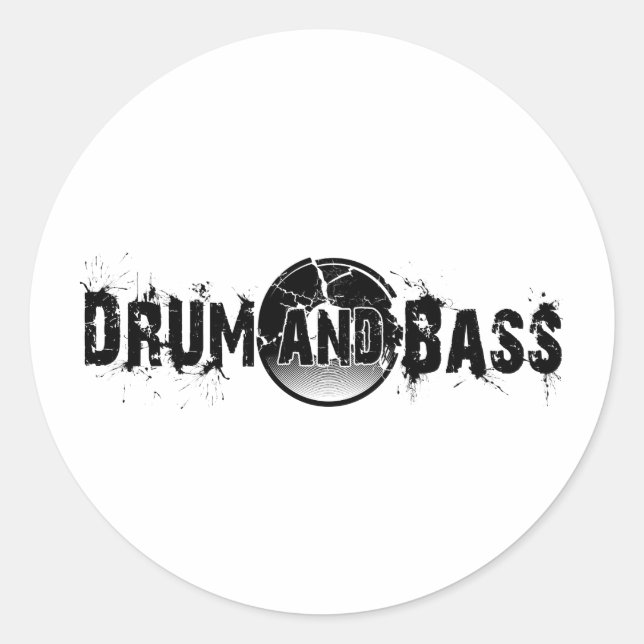 Sticker Rond Dossier brisé de batterie et de basse (Devant)