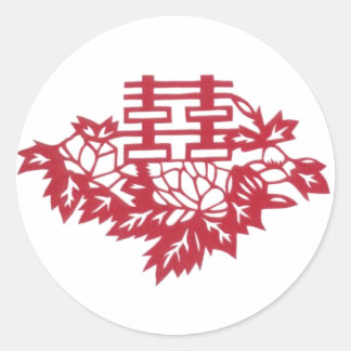 Sticker Rond Double bonheur Fleurs