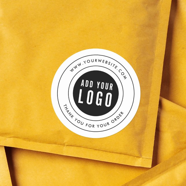 Sticker Rond Double bordure moderne Ajouter votre Merci de logo (Créateur téléchargé)