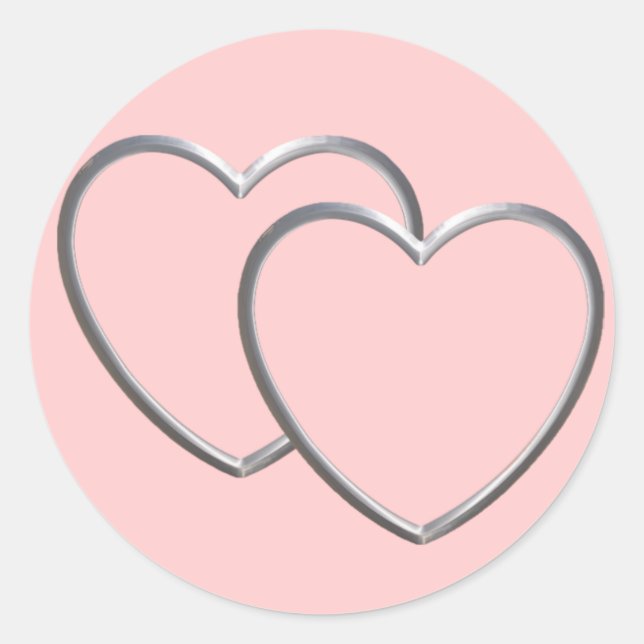 Sticker Rond Double coeur argenté (Devant)