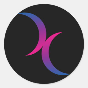 Sticker Rond Double lune bisexuelle