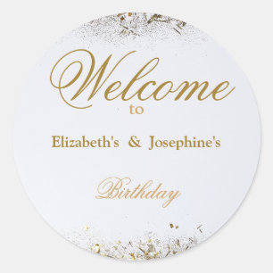 Sticker Rond Double mixte adulte fête d'anniversaire Blanc do