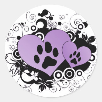Sticker Rond Double Paw Valentine Coeurs - Violet