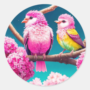 Sticker Rond Double problème en rose