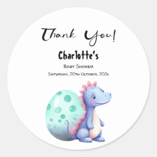 Sticker Rond Douce Baby Shower Dinosaure Aquarelle