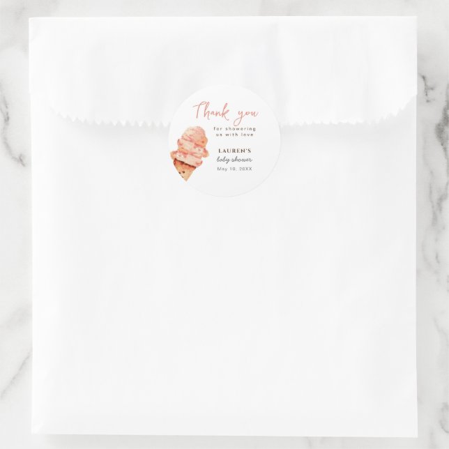 Sticker Rond Douce cuillère de glace Baby shower (Sac)
