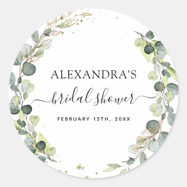 Sticker Rond Douce Fête de Mariage Eucalyptus Verdure Succulent (Devant)