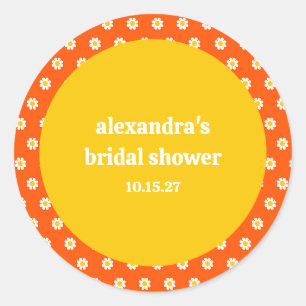 Sticker Rond Douce Fête de Mariage Personnalisée aux Marguerite