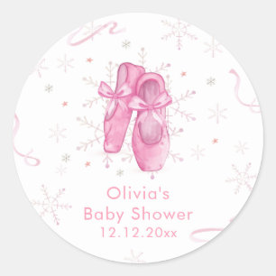 Sticker Rond Douce Fête de Naissance Fille Ballerine Flocon de