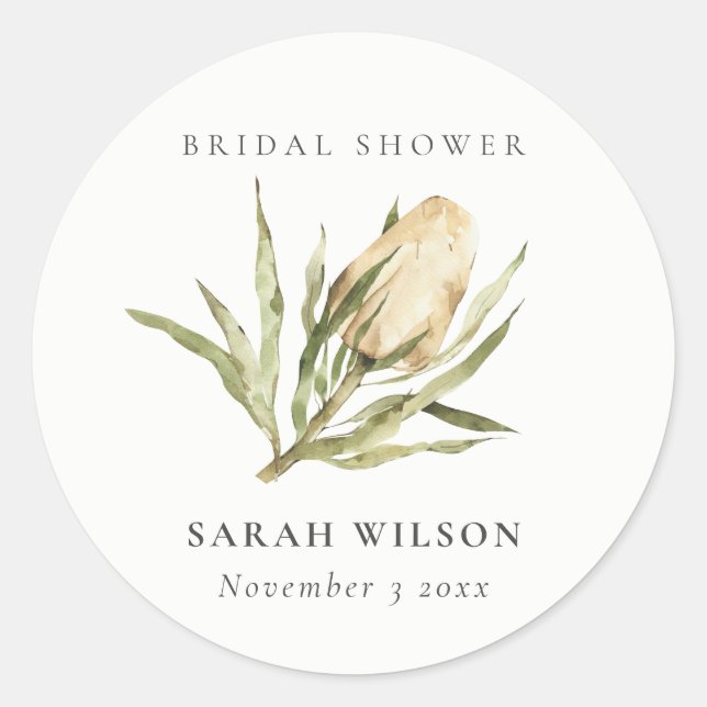 Sticker Rond Douce florale aquarelle de Banksia native Shower d (Devant)