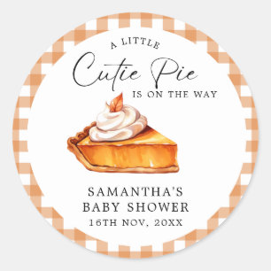 Sticker Rond Douce Gâterie Citrouille Automne Gingham Baby Show