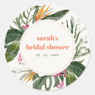 Sticker Rond Douce Mariage Tropical Bohème Rose Vibrant