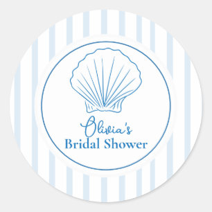 Sticker Rond Douce Mariée Coquillage Bleu