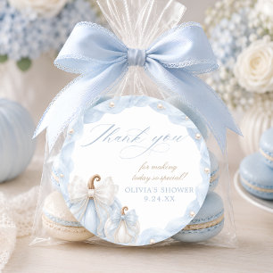 Sticker Rond Douce petite citrouille bleu Baby Shower Merci