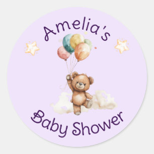 Sticker Rond Douce petite sur le chemin Fête bébé lavande