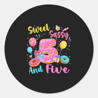 Sticker Rond Douce sassy et cinq 5ème anniversaire doux donut