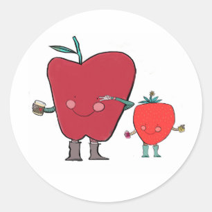 Sticker Rond Douce, simple et pleine de personnalité 🍎🍓