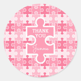 Sticker Rond Douce teinte de puzzles roses
