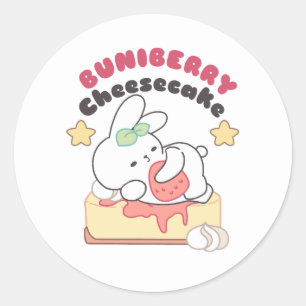 Sticker Rond Douceur : Buniberry Cheesecake Delight