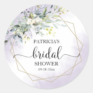 Sticker Rond Douceur Géométrique Lavande Violette Baby Shower d