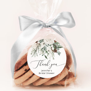 Sticker Rond Douche à feuillage persistant d'hiver