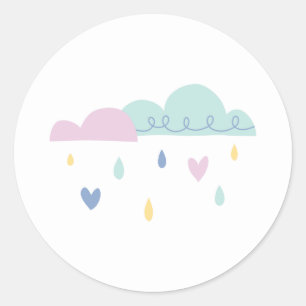 Sticker Rond Douche avec chevalet d'amour - Bleu