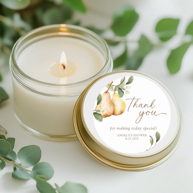 Sticker Rond Douche de poire florale aquarelle  (Créateur téléchargé)