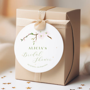 Sticker Rond Douche de printemps rose vif à fleurs élégantes