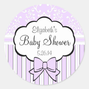 Sticker Rond Douche Lavande Damas et rayures
