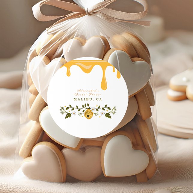 Sticker Rond Douche nuptiale d'abeille fleurie au miel (Créateur téléchargé)