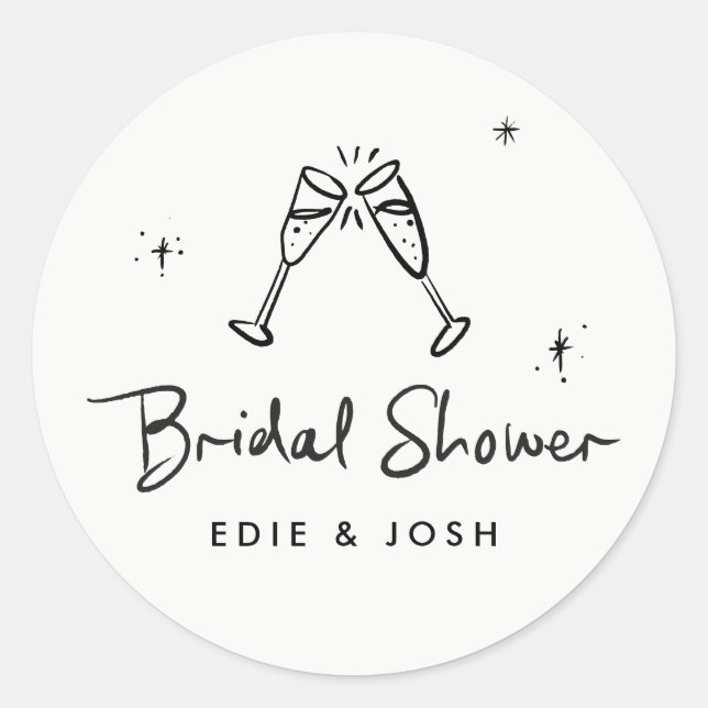 Sticker Rond Douche nuptiale moderne naturel élégant manuscrit (Devant)