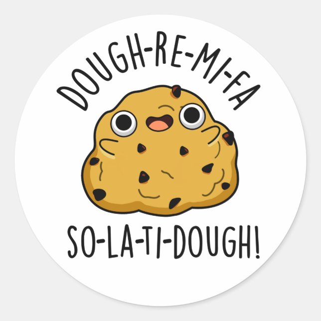 Sticker Rond Dough-Re-Mi Drôle Musique Dough Pun (Devant)