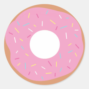 Sticker Rond Doughnut rose mignonne avec arrosage