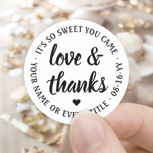 Sticker Rond Doux Amour & Remerciements Simple Écriture Blanc &