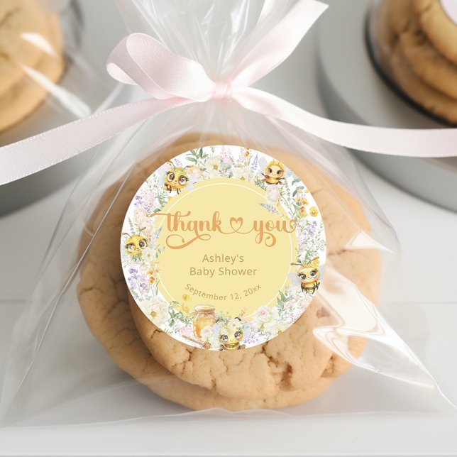 Sticker Rond Doux comme peut Bee Bumble Bee Baby shower Merci (Créateur téléchargé)