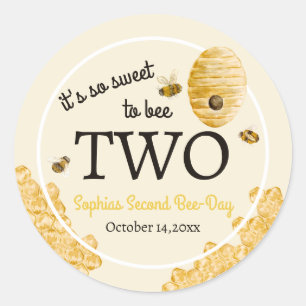 Sticker Rond Doux d'être deux deuxième anniversaire Abeilles Ru