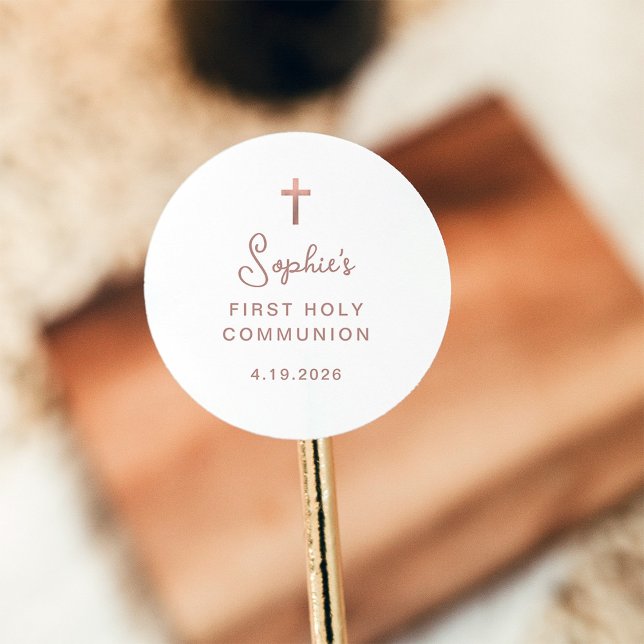 Sticker Rond Doux et simple | Rose Gold Première Communion sain (Créateur téléchargé)