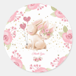 Sticker Rond Doux petit lapin bébé fille douche