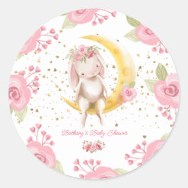 Sticker Rond Doux petit lapin bébé fille douche