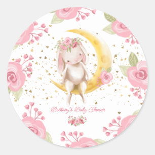 Sticker Rond Doux petit lapin bébé fille douche