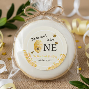 Sticker Rond Doux Pour Être Un Premier Anniversaire Abeilles Ru