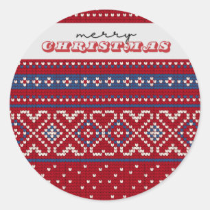 Sticker Rond Doux rouge et bleu joyeux Noël