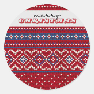 Sticker Rond Doux rouge et bleu joyeux Noël