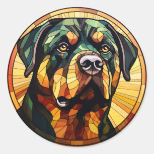 Sticker Rond Doux tournevis en verre chien Rottweiler