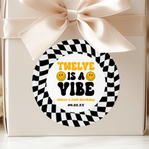 Sticker Rond Douze Est Une Vibes Fête D'anniversaire Rétro 12 A